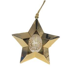 Vintage Gloria Duchin Gold Tone Peace On Earth Star Christmas Tree Ornament CL41